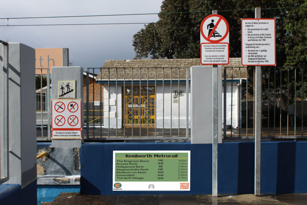 Kenilworth wayfinder signage - Train station - branding